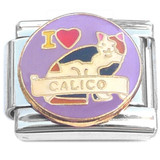 I Love Calico Cat Italian Charm