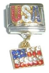 Dangle USA Flag Italian Charm