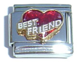 Best Friend Red Heart Italian Charm