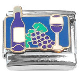 Wine Bottle Glass Grapes Italian Charm