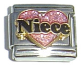 Niece With Pink Heart Black Letters Italian Charm