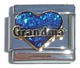 Grandma Blue Heart Blue Letters Italian Charm