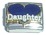 Daughter Dark Blue Heart Italian Charm