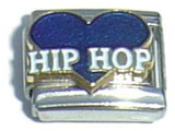 Hip Hop Dark Blue Heart Italian Charm