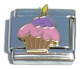 Cupcake With Candle Italian Charm