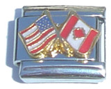 American And Canadian Flags Italian Charm