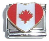 Canadian Flag Heart Italian Charm