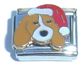 Dog With Santa Hat Italian Charm