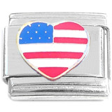 Heart USA Flag Italian Charm