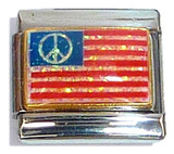 Flag With Peace Sign Italian Charm