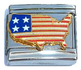 Patriotic United States Italian Charm