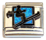 Skiing Blue Sparkly Italian Charm