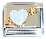 White Heart With Arrow Italian Charm