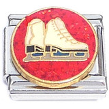 Ice Skates on Red Italian Charm