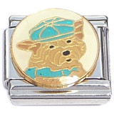 Puppy Dog Blue Hat Italian Charm