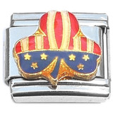 Patriotic Red White Blue Clover Italian Charm