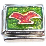 Red Bird on Green Italian Charm