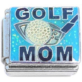 Golf Mom Ball Club on Blue Italian Charm