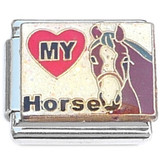 I Love My Horse White Italian Charm