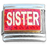 Sister Red Glitter Italian Charm