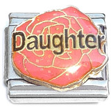 Daughter Pink Glitter Flower Italian Charm