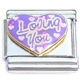 Loving You Purple Heart Italian Charm