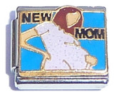 New Mom On Blue Italian Charm