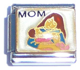 Brunette Mom Holding Baby Italian Charm