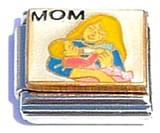 Blonde Mom Holding Baby Italian Charm