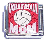 Volleyball Mom On Red Italian Charm
