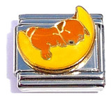 Dog Sleeping On Moon Italian Charm