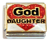 God Daughter On Red Heart Italian Charm