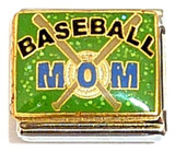 Baseball Mom On Green Italian Charm