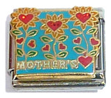 Mothers Flower On Blue Italian Charm