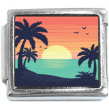 Beach Sunset with Palm Trees Italian Charm