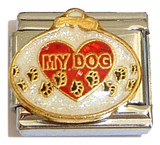 My Dog Heart With Footprints Italian Charm