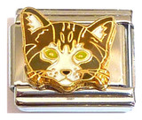 Brown Cat Face Italian Charm