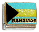 Bahamas Flag With Glitter Italian Charm