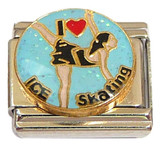 I Love Ice Skating On Blue Italian Charm