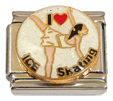 I Heart Ice Skating On White Italian Charm