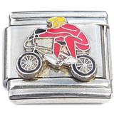 Red Bike Bicycle Rider Italian Charm