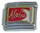 Red Aloha Wave Italian Charm