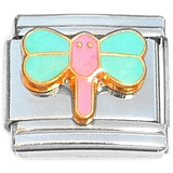 Dragonfly Pink and Teal Italian Charm