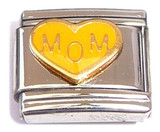 Mom on Yellow Heart Italian Charm