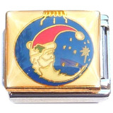 Santa Hat on Moon Ornament Italian Charm