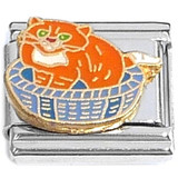 Cat in Basket Italian Charm