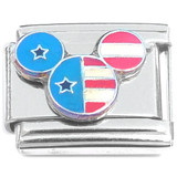 Patriotic Mouse Ears Red White Blue Italian Charm