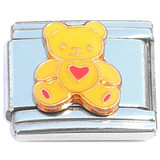 Yellow Teddy Bear Red Heart Italian Charm