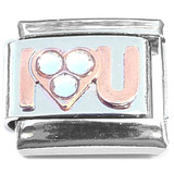 I Love You Bling Heart Rosegold Italian Charm