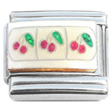 Triple Cherries Glitter Italian Charm